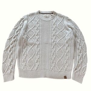 Original Weatherproof Vintage Cableknit Crew Sweater LG Cream  Cottagecore EUC